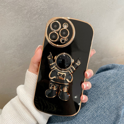 Luxus Galvanizált űrhajós összecsukható állvány tok iphone 13 12 11 Pro Max x xr xs max 7 8 plus objektívhez Kameravédő Silico