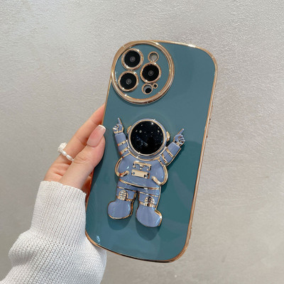 Luxus Galvanizált űrhajós összecsukható állvány tok iphone 13 12 11 Pro Max x xr xs max 7 8 plus objektívhez Kameravédő Silico