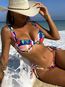 Gėlėmis margintas apatinis liemenėlės kaušelis Moteriškas maudymosi kostiumėlis Moteriškas maudymosi kostiumėlis Dviejų dalių bikinio rinkinys Push Up maudymosi kostiumėlis plaukimui