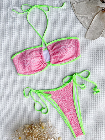 Splicing Halter Brazil hálós bikini női fürdőruha Női fürdőruha Kétrészes bikini szett Hollow Out fürdőruha úszó