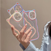 Θήκη τηλεφώνου για iPhone 13 Pro 12 11 Pro XS Max X XR 7 8 Plus Cute Cindy Color 3D Αυτιά γάτας Wave Edge Clear ανθεκτικό στους κραδασμούς μαλακό κάλυμμα