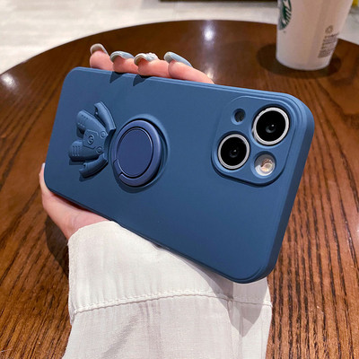 Husă pentru telefon pentru iPhone 13 Pro Max 11 12 Pro Max XR XS Max 7 8 Plus Husă moale din silicon lichid original 3D Suport inel astronaut