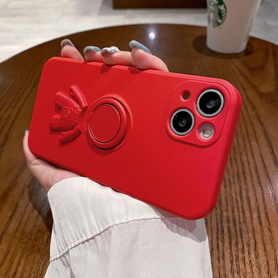 Husă pentru telefon pentru iPhone 13 Pro Max 11 12 Pro Max XR XS Max 7 8 Plus Husă moale din silicon lichid original 3D Suport inel astronaut