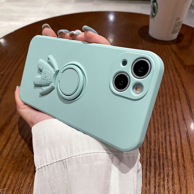 Husă pentru telefon pentru iPhone 13 Pro Max 11 12 Pro Max XR XS Max 7 8 Plus Husă moale din silicon lichid original 3D Suport inel astronaut