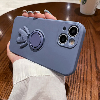 Husă pentru telefon pentru iPhone 13 Pro Max 11 12 Pro Max XR XS Max 7 8 Plus Husă moale din silicon lichid original 3D Suport inel astronaut