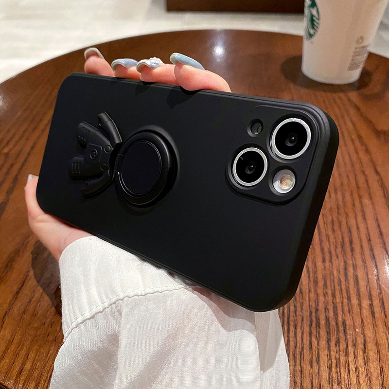 Husă pentru telefon pentru iPhone 13 Pro Max 11 12 Pro Max XR XS Max 7 8 Plus Husă moale din silicon lichid original 3D Suport inel astronaut