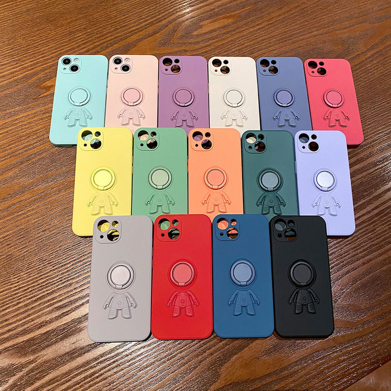 Husă pentru telefon pentru iPhone 13 Pro Max 11 12 Pro Max XR XS Max 7 8 Plus Husă moale din silicon lichid original 3D Suport inel astronaut