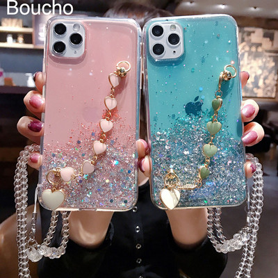 Θήκη τηλεφώνου Glitter με βραχιόλι για iphone 11 Pro XS Max X XR 7 6 8 Plus SE Ultra Slim Soft Cover για iphone XR Lanyard Case