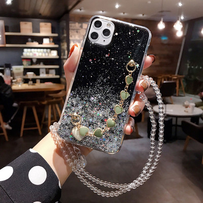Θήκη τηλεφώνου Glitter με βραχιόλι για iphone 11 Pro XS Max X XR 7 6 8 Plus SE Ultra Slim Soft Cover για iphone XR Lanyard Case