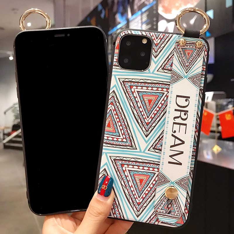 Husă pentru telefon Boucho pentru iphone 8 6 6s 7 plus X Xs max XR 11 12 Pro Max vintage moale curea de mână husă cu suport pentru bandă de mână