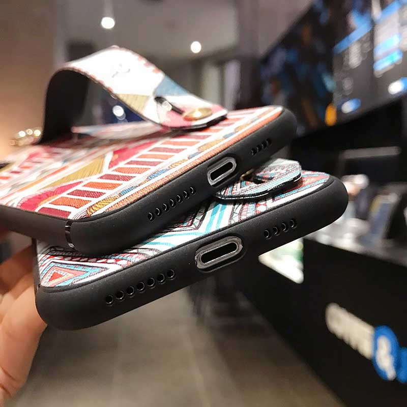 Husă pentru telefon Boucho pentru iphone 8 6 6s 7 plus X Xs max XR 11 12 Pro Max vintage moale curea de mână husă cu suport pentru bandă de mână