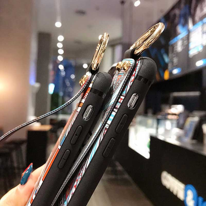 Husă pentru telefon Boucho pentru iphone 8 6 6s 7 plus X Xs max XR 11 12 Pro Max vintage moale curea de mână husă cu suport pentru bandă de mână