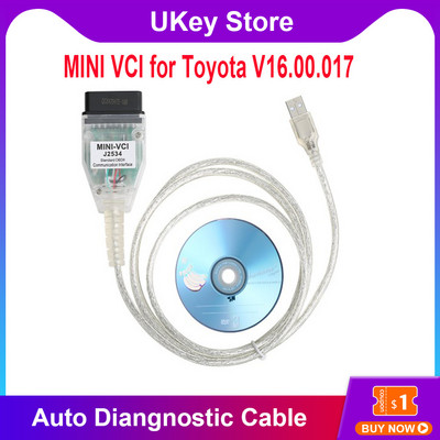 Υψηλής ποιότητας Νέο MINI VCI για Toyota V16.00.017 Υποστήριξη αυτόματου διαγνωστικού καλωδίου μονού καλωδίου Διαγνωστικό λογισμικό Toyota TIS OEM