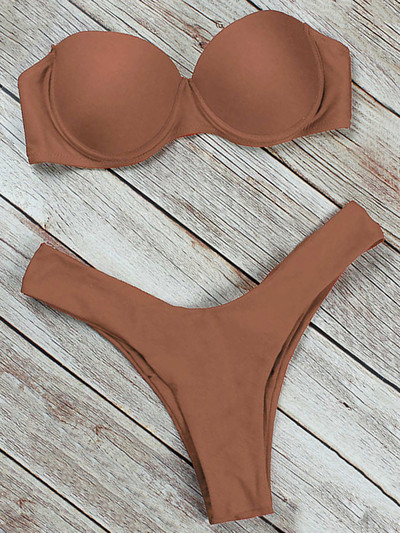 Sexy Push Up Sutien Cupa Bikini Costum de baie Bandeau Femei Costum de baie Două piese Set Bikini Triunghi Bather Bandeau Costum de baie