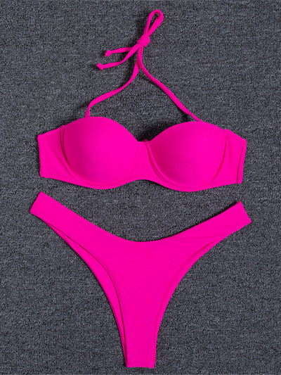 Sexy Push Up Sutien Cupa Bikini Costum de baie Bandeau Femei Costum de baie Două piese Set Bikini Triunghi Bather Bandeau Costum de baie