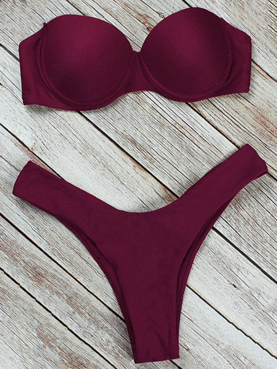 Sexy Push Up Sutien Cupa Bikini Costum de baie Bandeau Femei Costum de baie Două piese Set Bikini Triunghi Bather Bandeau Costum de baie