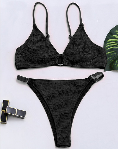 2021. Novi seksi naborani bikini s visokim nogavicama Ženski kupaći kostim Ženski kupaći kostim Dvodijelni bikini set s prstenima Kupaći kostim za kupanje