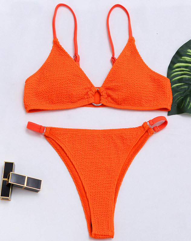 2021. Novi seksi naborani bikini s visokim nogavicama Ženski kupaći kostim Ženski kupaći kostim Dvodijelni bikini set s prstenima Kupaći kostim za kupanje