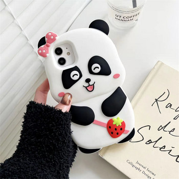 Γελοιογραφία Animal Panda Χαριτωμένη 3D θήκη για iphone 13 12 11 Pro XS Max XR X SE2 6S 7 8 Plus Απαλή φυσαλίδα σιλικόνης Κάλυμμα τηλεφώνου για παιδιά δώρο