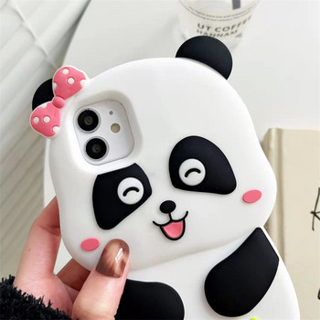 Γελοιογραφία Animal Panda Χαριτωμένη 3D θήκη για iphone 13 12 11 Pro XS Max XR X SE2 6S 7 8 Plus Απαλή φυσαλίδα σιλικόνης Κάλυμμα τηλεφώνου για παιδιά δώρο