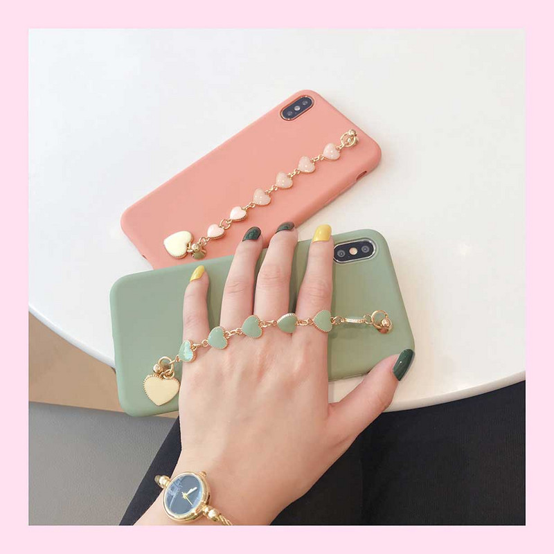 Husă pentru telefon cu brățară pentru iphone 11 Pro XS Max X XR 7 6 8 Plus SE Husă moale ultra subțire în culorile bomboane pentru husă iphone 12 Pro