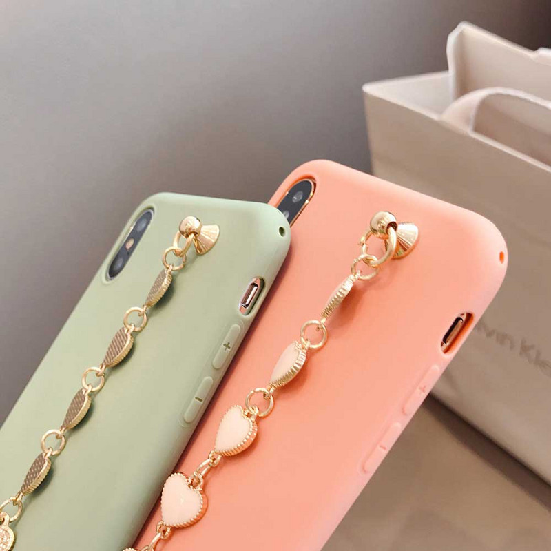Husă pentru telefon cu brățară pentru iphone 11 Pro XS Max X XR 7 6 8 Plus SE Husă moale ultra subțire în culorile bomboane pentru husă iphone 12 Pro