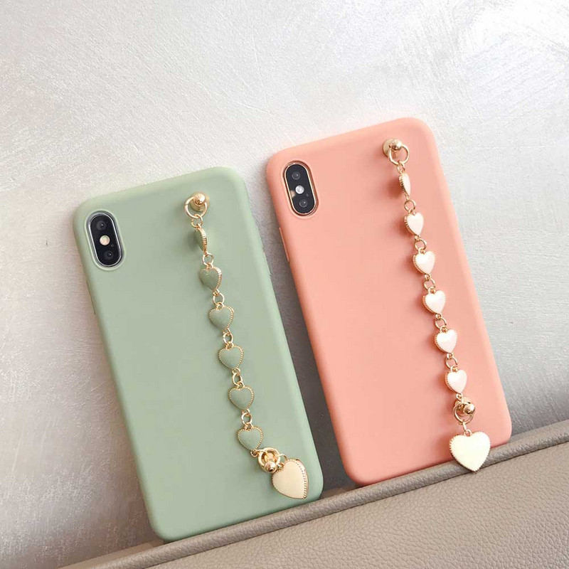 Husă pentru telefon cu brățară pentru iphone 11 Pro XS Max X XR 7 6 8 Plus SE Husă moale ultra subțire în culorile bomboane pentru husă iphone 12 Pro