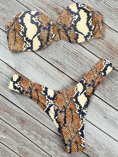 Sutien cu leopard Cupă Bikini Costum de baie Push Up Costum de baie pentru femei Set de bikini din două piese Triunghi Bather Bandeau Costum de baie