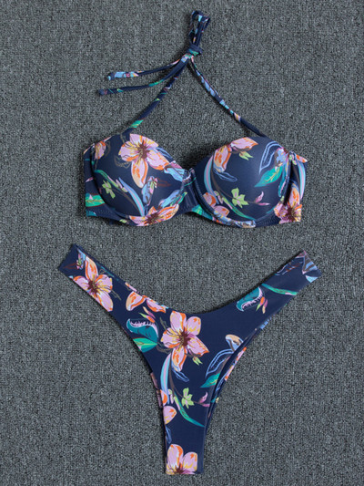 Sutien cu leopard Cupă Bikini Costum de baie Push Up Costum de baie pentru femei Set de bikini din două piese Triunghi Bather Bandeau Costum de baie