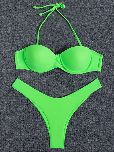 Sutien cu leopard Cupă Bikini Costum de baie Push Up Costum de baie pentru femei Set de bikini din două piese Triunghi Bather Bandeau Costum de baie