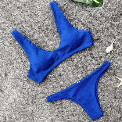 2021 Sexy White Ribbed Brazilian μπικίνι Γυναικεία μαγιό Γυναικείο μαγιό Σετ μπικίνι δύο τεμαχίων Push up Μαγιό μπάνιου