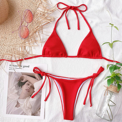 Seksualūs briaunoti dirželiai bikini, moteriški maudymosi kostiumėliai, moteriški maudymosi kostiumėliai Dviejų dalių bikinio rinkinys Micro String maudymosi kostiumėlis maudymosi moteriai