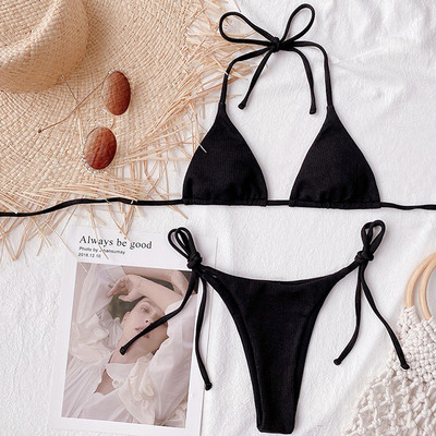 Seksualūs briaunoti dirželiai bikini, moteriški maudymosi kostiumėliai, moteriški maudymosi kostiumėliai Dviejų dalių bikinio rinkinys Micro String maudymosi kostiumėlis maudymosi moteriai