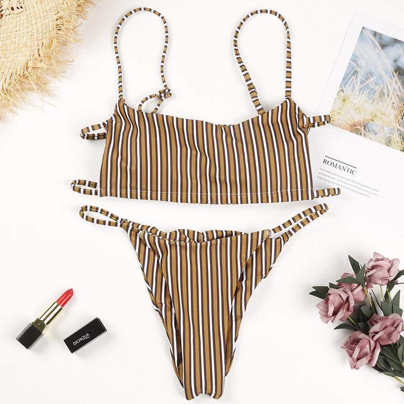 New Bather 2021. Seksi prugasti bikini set Kupaći kostim Ženski kupaći kostim Bandeau Push Up Bikini Ženski brazilski kupaći kostim Odjeća za plažu