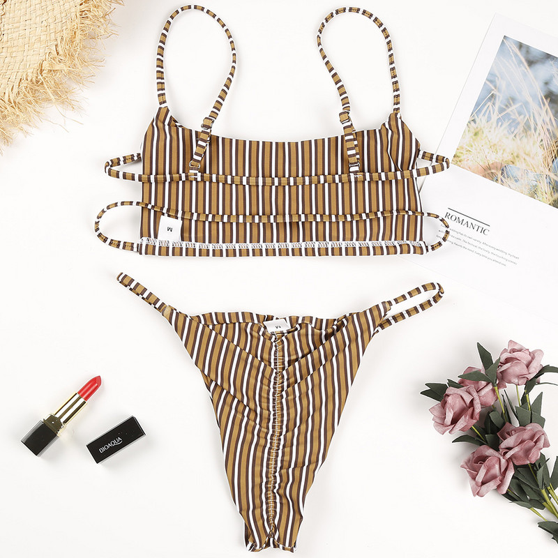 New Bather 2021. Seksi prugasti bikini set Kupaći kostim Ženski kupaći kostim Bandeau Push Up Bikini Ženski brazilski kupaći kostim Odjeća za plažu