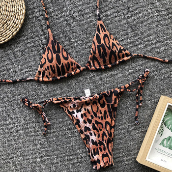 Σέξι Leopard Halter Mini String Μπικίνι Γυναικείο Μαγιό Γυναικείο Μαγιό Two Pieces Σετ μπικίνι Micro Bather Μαγιό