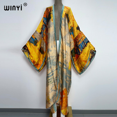 Europa WINYI nova tunika bikini slatka ženska ružičasta boho kardigan ušivena Koktel seksi Boho Maxi praznični šišmiš rukav KIMONO mujer