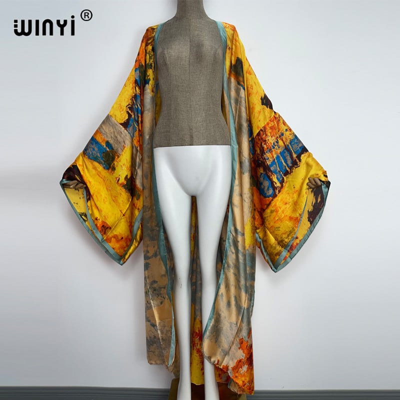 Europa WINYI nova tunika bikini slatka ženska ružičasta boho kardigan ušivena Koktel seksi Boho Maxi praznični šišmiš rukav KIMONO mujer