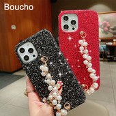 Για iPhone 12 Pro Max 11Pro Θήκες Glitter Pearl Chain θήκη τηλεφώνου για iPhone XR XS Max 7 8 6 6s Plus X Σκληρό κάλυμμα καρπού