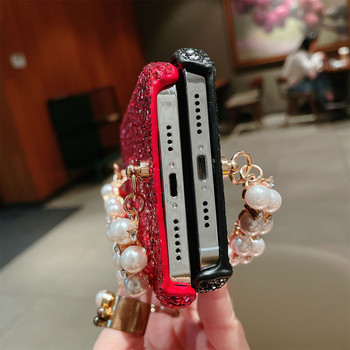 Για iPhone 12 Pro Max 11Pro Θήκες Glitter Pearl Chain θήκη τηλεφώνου για iPhone XR XS Max 7 8 6 6s Plus X Σκληρό κάλυμμα καρπού