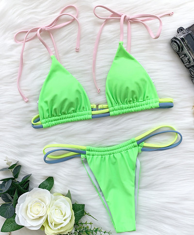 Novi seksi mini mikro tange neonski bikini ženski brazilski kupaći kostimi Ženski kupaći kostim Dvodijelni bikini set visokog izreza kupaćeg kostima