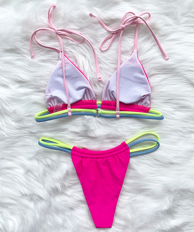 Novi seksi mini mikro tange neonski bikini ženski brazilski kupaći kostimi Ženski kupaći kostim Dvodijelni bikini set visokog izreza kupaćeg kostima