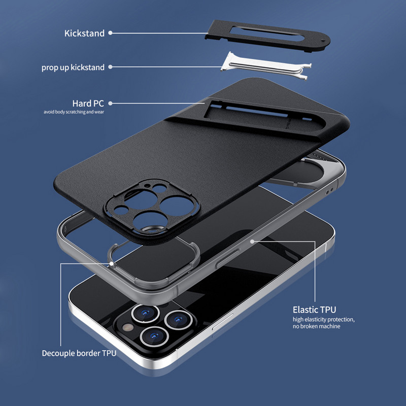 Põrutuskindel jalatsite kõva ümbris iPhone 13 Pro Max 12 Pro Max objektiivi kaitse ühevärviline mehaaniline kaitseraua kate