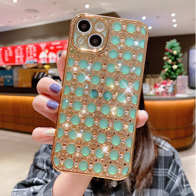 Pentru iPhone 13, husă de lux, placată cu sclipici, cu strasuri, pentru iPhone 11 12 13 Pro Max XS XR X 7 8 Plus Husă moale de protecție a telefonului