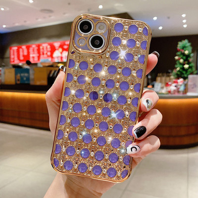 Pentru iPhone 13, husă de lux, placată cu sclipici, cu strasuri, pentru iPhone 11 12 13 Pro Max XS XR X 7 8 Plus Husă moale de protecție a telefonului