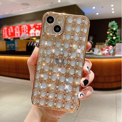 Pentru iPhone 13, husă de lux, placată cu sclipici, cu strasuri, pentru iPhone 11 12 13 Pro Max XS XR X 7 8 Plus Husă moale de protecție a telefonului