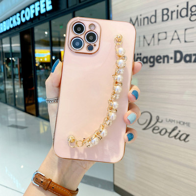 Για iPhone 12 Pro Max Θήκη με Αλυσίδα Pearl Diamond Bracelet Chain Επικαλυμμένη θήκη τηλεφώνου για iPhone 11 Pro XS Max XR 7 8 Plus X