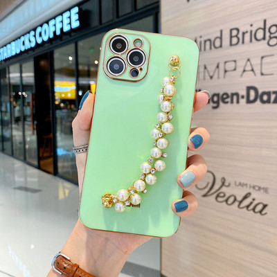 Για iPhone 12 Pro Max Θήκη με Αλυσίδα Pearl Diamond Bracelet Chain Επικαλυμμένη θήκη τηλεφώνου για iPhone 11 Pro XS Max XR 7 8 Plus X