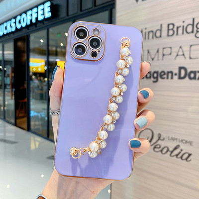 Για iPhone 12 Pro Max Θήκη με Αλυσίδα Pearl Diamond Bracelet Chain Επικαλυμμένη θήκη τηλεφώνου για iPhone 11 Pro XS Max XR 7 8 Plus X