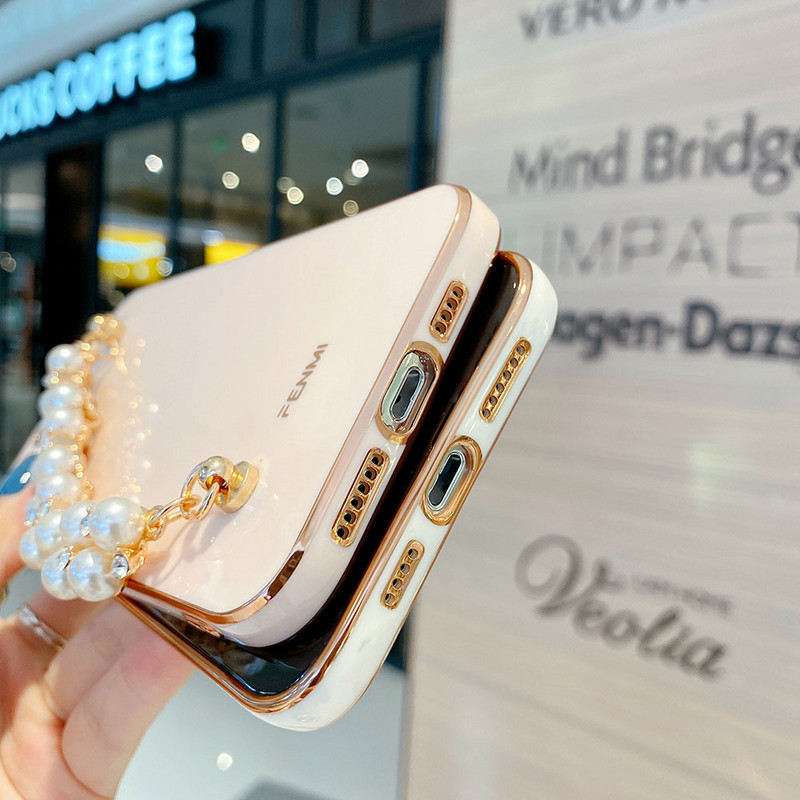 Για iPhone 12 Pro Max Θήκη με Αλυσίδα Pearl Diamond Bracelet Chain Επικαλυμμένη θήκη τηλεφώνου για iPhone 11 Pro XS Max XR 7 8 Plus X